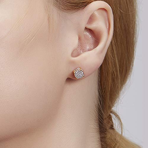 Senteria Iced Out Cubic Zirconia Screw Back 18k Gold Plated Round Stud Earrings For Men and Women Hypoallergenic Earring Micropave Hip Hop Jewelry SENTERIA - Image 5