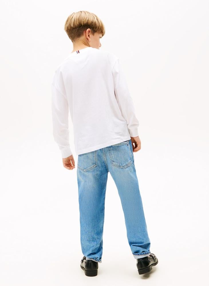 تومي هيلفيغر تيشيرت أساسي برقبة دائرية للأطفال - Image 2