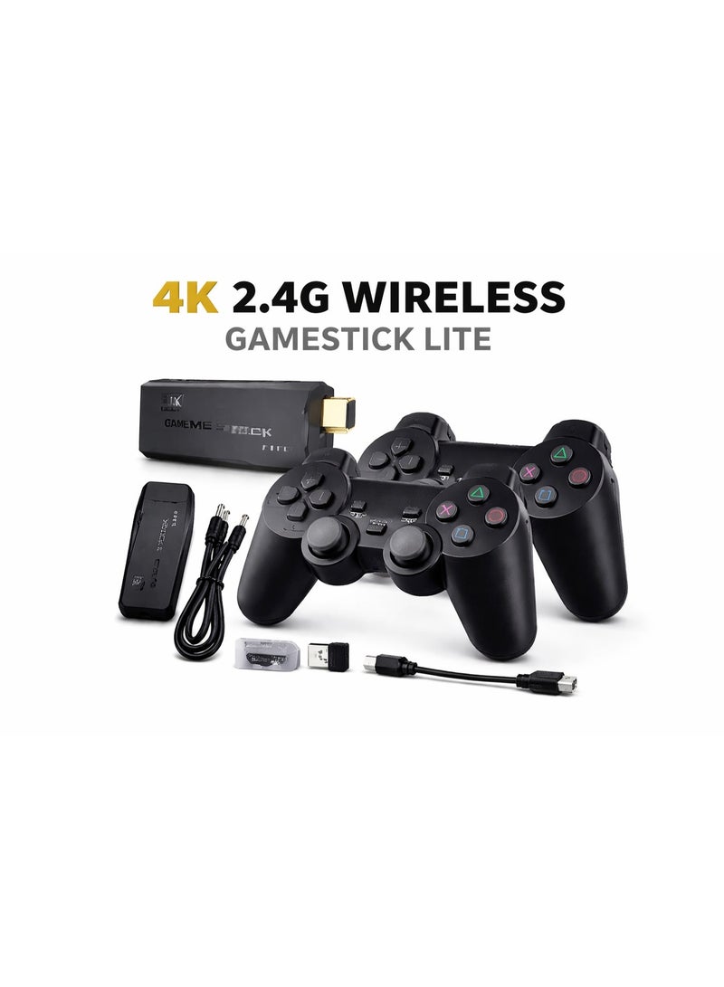 جهاز ألعاب فيديو كلاسيكية جيم ستيك لايت (Game Stick Lite) بدقة 4K مع دراعين تحكم لاسلكي 2.4G - أسود - Image 1