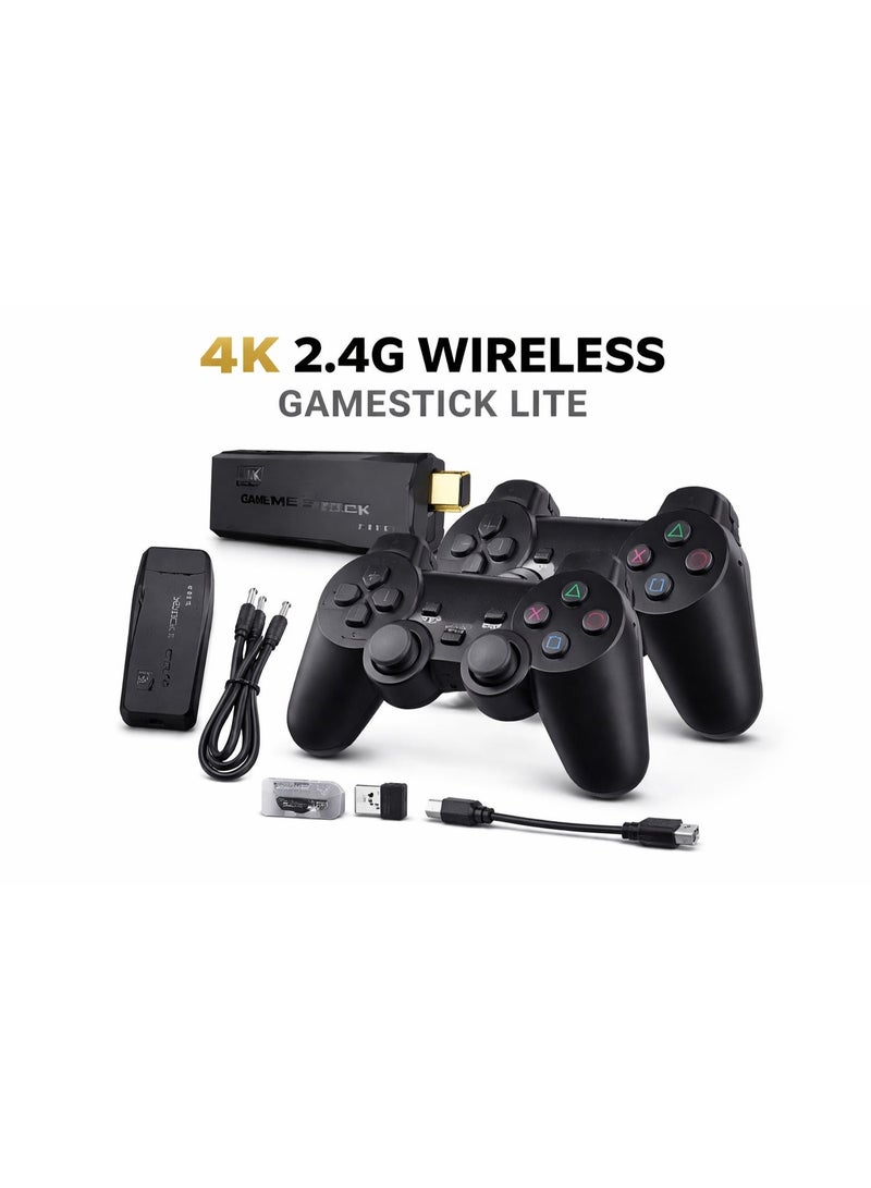 جهاز ألعاب فيديو كلاسيكية جيم ستيك لايت (Game Stick Lite) بدقة 4K مع دراعين تحكم لاسلكي 2.4G - أسود - Image 3