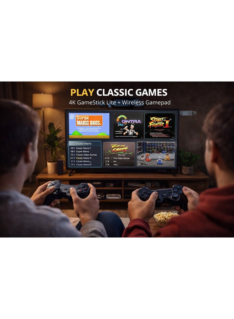 جهاز ألعاب فيديو كلاسيكية جيم ستيك لايت (Game Stick Lite) بدقة 4K مع دراعين تحكم لاسلكي 2.4G - أسود - Image 5