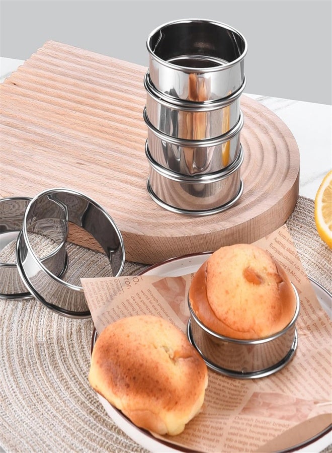 مجموعة من 8 حلقات كرامبيت من الفولاذ المقاوم للصدأ، مقاس 4 بوصات، قوالب تارت مزدوجة اللف، حلقات خبز المعجنات - Image 5