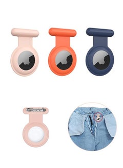 3 Pcs AirTag Tracker Hidden Protective Sleeve Holder with Invisible Pin, All Round Protection Anti Fall Dustproof Tracker Silicone Case, Anti Lost Apple AirTag Cover (Pink+Blue+Orange)