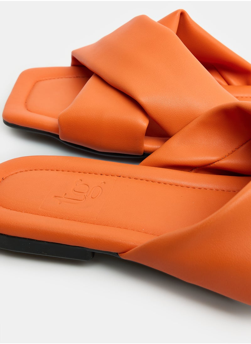Wide Cross Strap Slippers