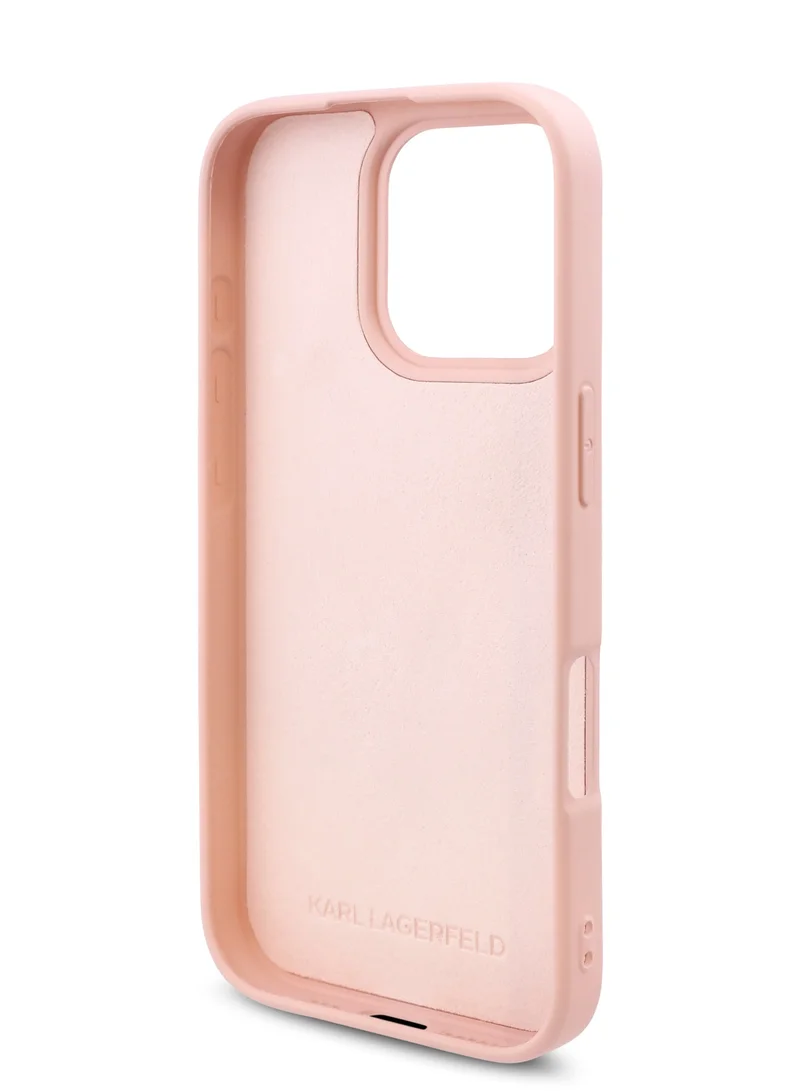 Karl Lagerfeld iPhone 16 Pro Case TPU Silicone with Ikonik Logo Hard Cover / Drop Protection Back Cover / Easy Snap On / Comfortable Grip - Pink
