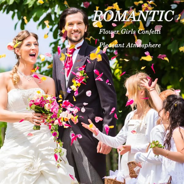 Koceko 2 QT Mix Biodegradable Flower Petals Confetti, 20+ Cups of Dried Roses & Eucalyptus Leaves, Real Petals for Wedding Parties Romantic Gifts, Flower Girl Bridal - Image 4