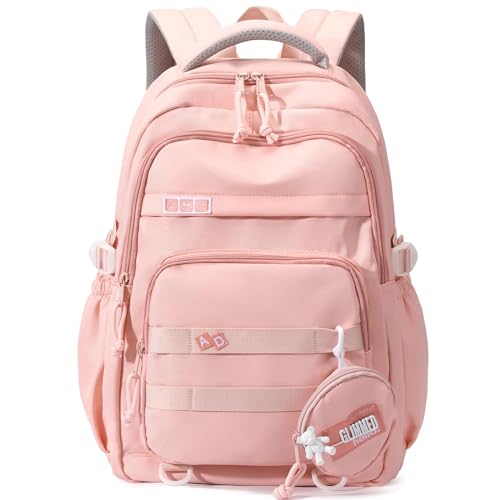 Armbq Kids Backpack for Girls - Aesthetic School Backpack for Teens & Elementary Students - Pink Bookbag - Image 1