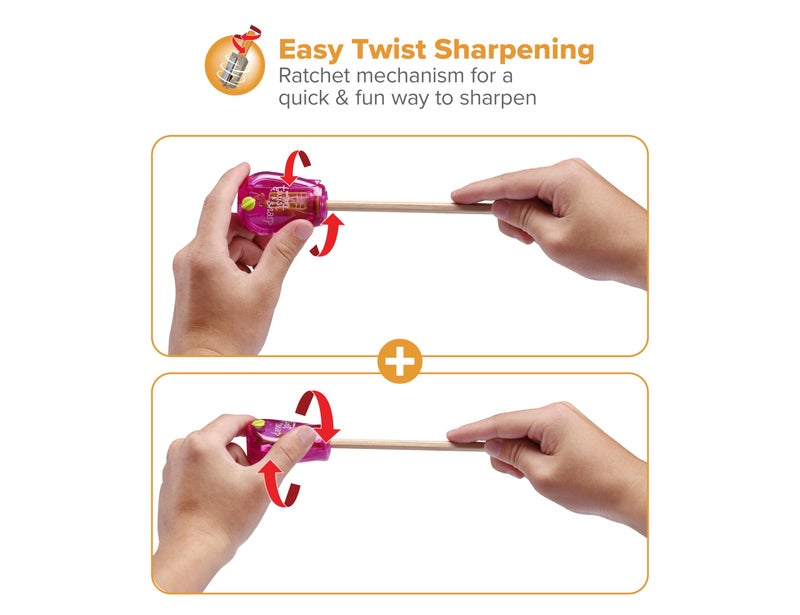 Bostitch Office Twist-n-Sharp Pencil Sharpener, for Kids & Colored Pencils, Assorted Colors (PS1-PINK-EC) - Image 5