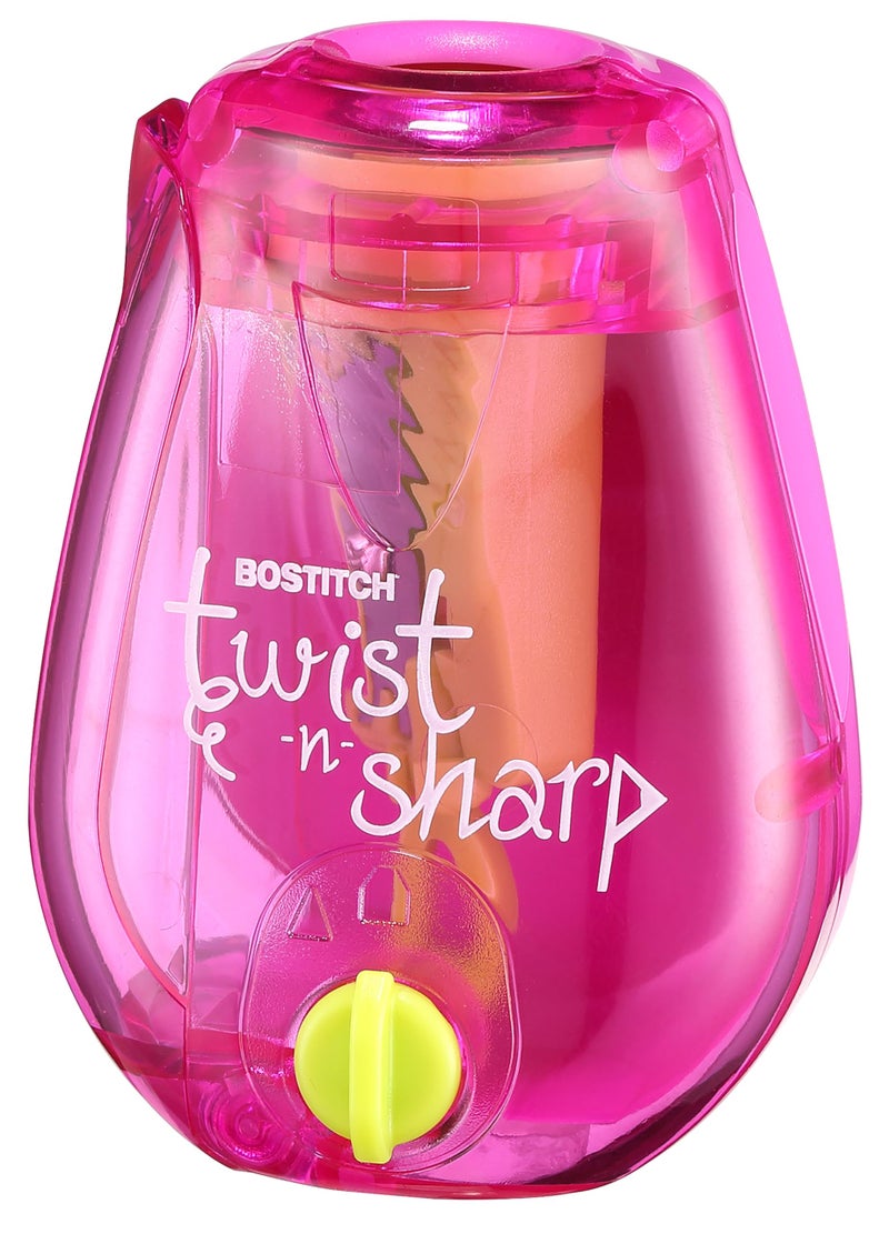 Bostitch Office Twist-n-Sharp Pencil Sharpener, for Kids & Colored Pencils, Assorted Colors (PS1-PINK-EC) - Image 1