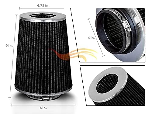 Rtunes Racing فلتر هواء جاف قابل للغسل بزاوية 4" 102 مم بديل لسيارات الشاحنات (ارتفاع 8" ) - Image 3