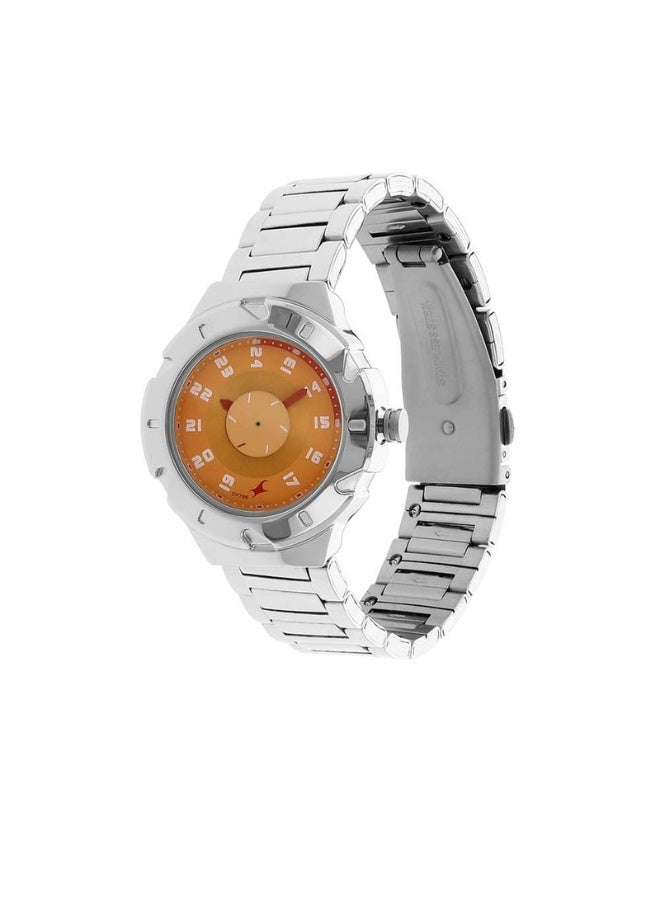 fastrack Women’s Analog Watch – Bright Orange Dial with Silver Stainless-Steel Bracelet – Model 6157SM02 - Image 2