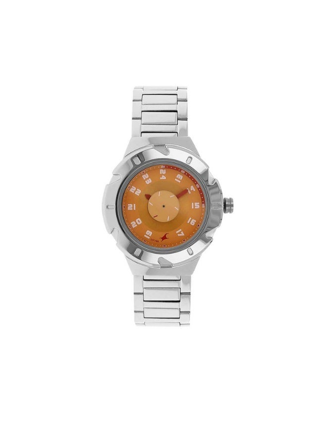 fastrack Women’s Analog Watch – Bright Orange Dial with Silver Stainless-Steel Bracelet – Model 6157SM02 - Image 1