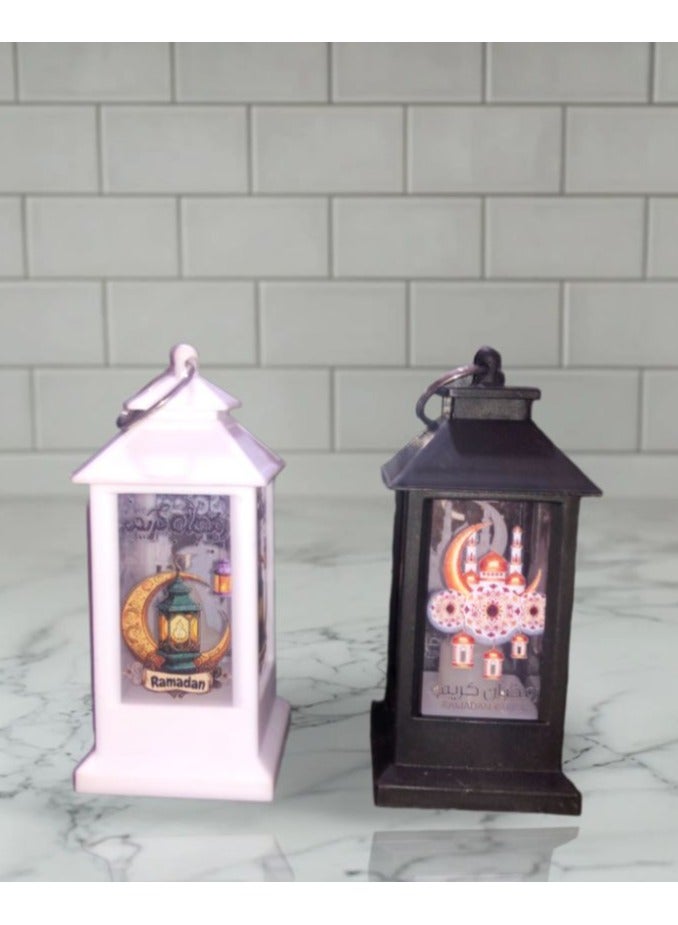 Ramadan Lamp LED Light, Lantern Lamp (White and Black Length 9cm Ramadan Shapes Medallion - Image 1