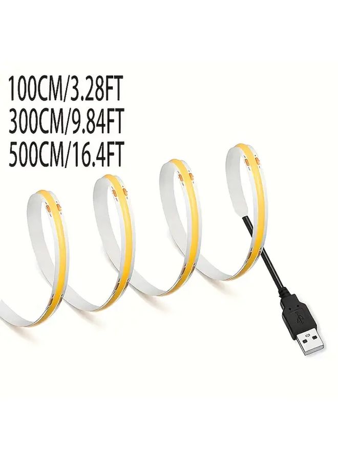 شريط LED مرن دافئ 3000K USB COB بطول 3 أمتار مع شريط ضوئي ناعم لتزيين المنزل وخلفية التلفزيون - Image 2