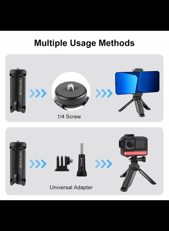 PULUZ Desktop Tripod Phone Lazy Stand Folding Anti Slip Design Compatible With 1/4 Screw Mouth (Black)  - Image 2