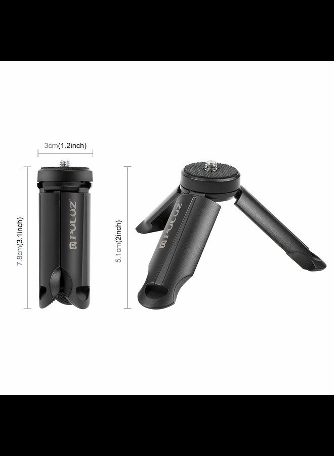 PULUZ Desktop Tripod Phone Lazy Stand Folding Anti Slip Design Compatible With 1/4 Screw Mouth (Black)  - Image 4