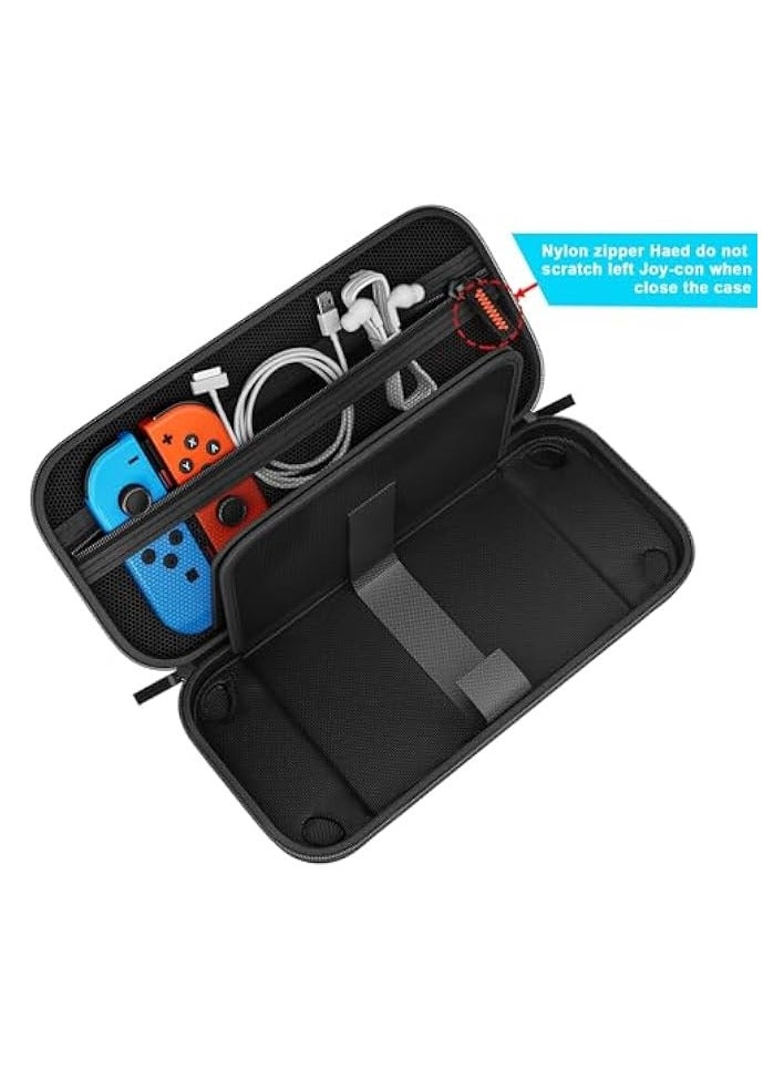 PROMASS Switch Carrying Case Compatible with Nintendo Switch/Switch OLED, with 20 Games Cartridges Protective Hard Shell Travel Carrying Case Pouch for Console & Accessories, Black - Image 4