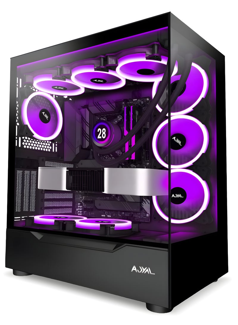 حاسوب ألعاب CORE i5-12400F، RTX 5060 Ti 8GB، H610M-K، 16GB 3600MHz RAM، 1TB SSD، 650W PSU، مروحة هواء 120mm سوداء