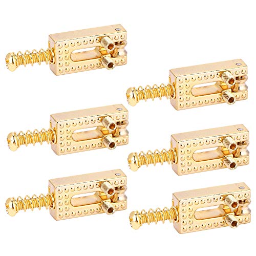 Dilwe Saddle for Electric Guitar, 6 Roller Bridge Saddles for Electric Guitar 4 colors(Gold) - Image 3