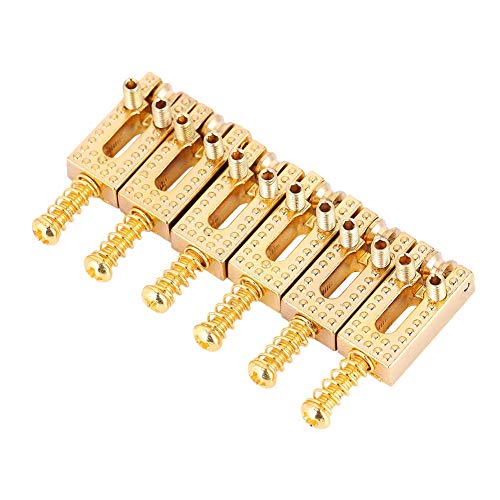 Dilwe Saddle for Electric Guitar, 6 Roller Bridge Saddles for Electric Guitar 4 colors(Gold) - Image 2