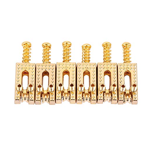 Dilwe Saddle for Electric Guitar, 6 Roller Bridge Saddles for Electric Guitar 4 colors(Gold) - Image 1