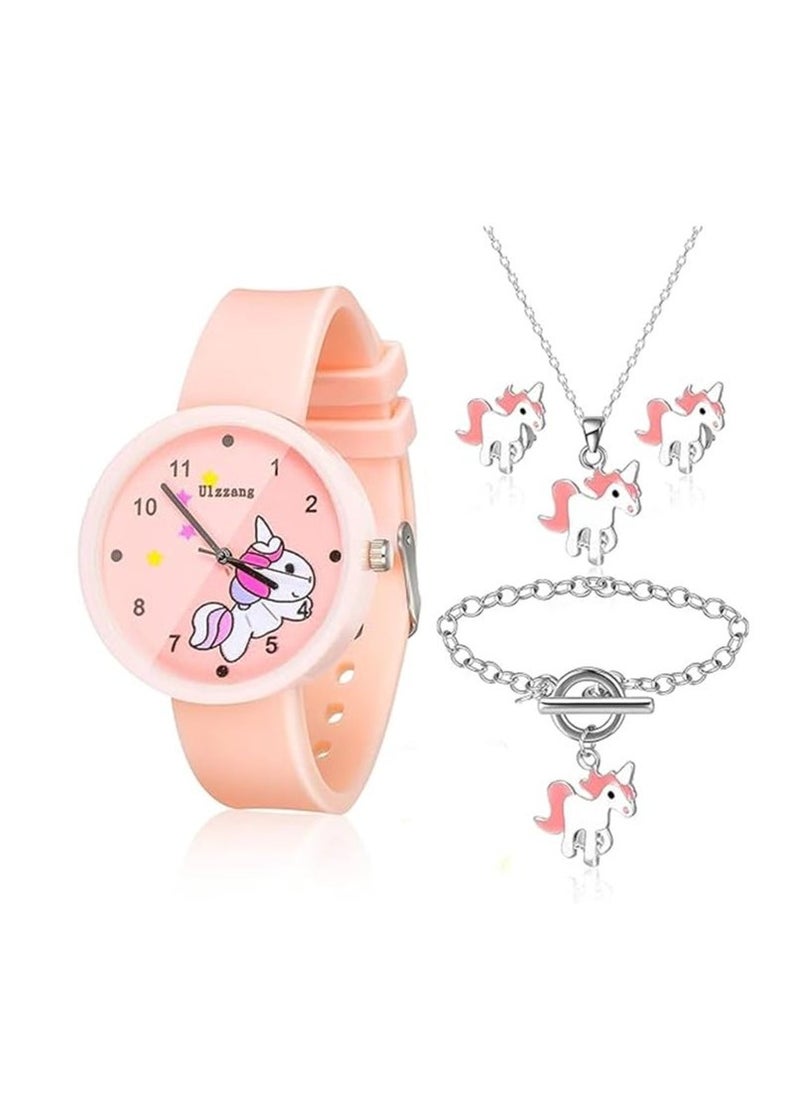 Kids Unicorn Watch, Waterproof Toddler Digital Watch, Cartoon Wrist Watches Necklace Bracelet Earrings to School Gift Birthday Gift for 3 to 10 Year Girls - Image 1