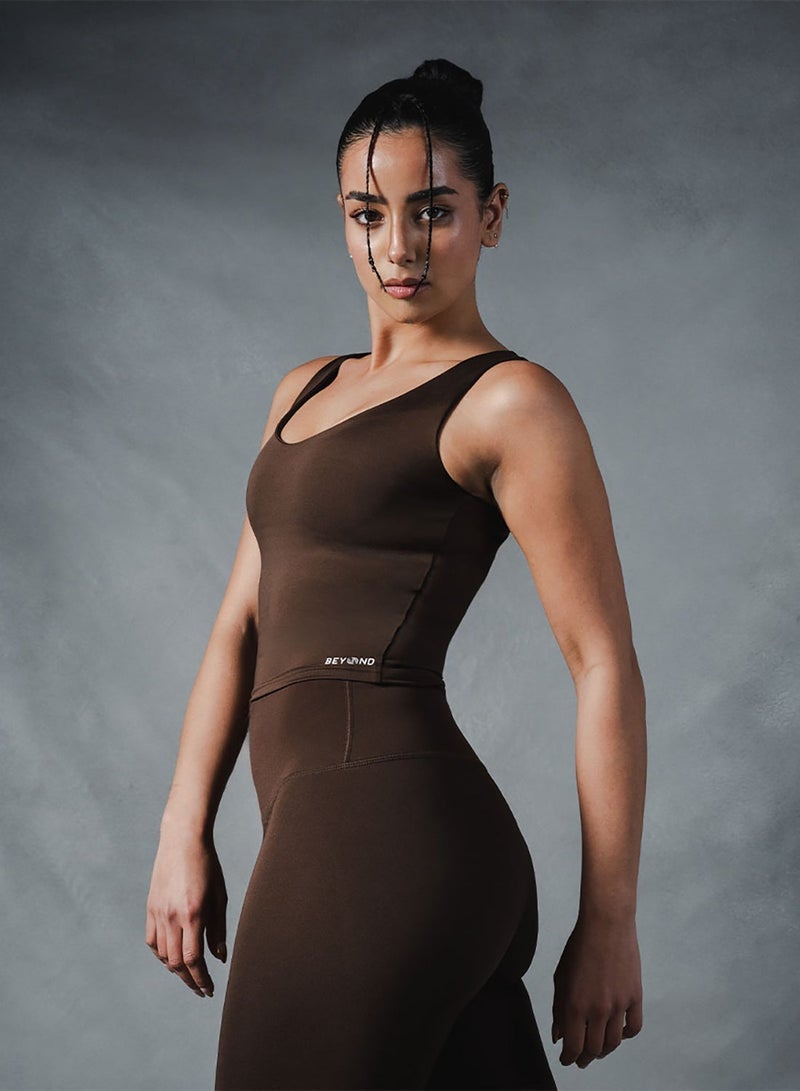 Beyond Sportswear Women's Brown Sleeveless Top - Image 1