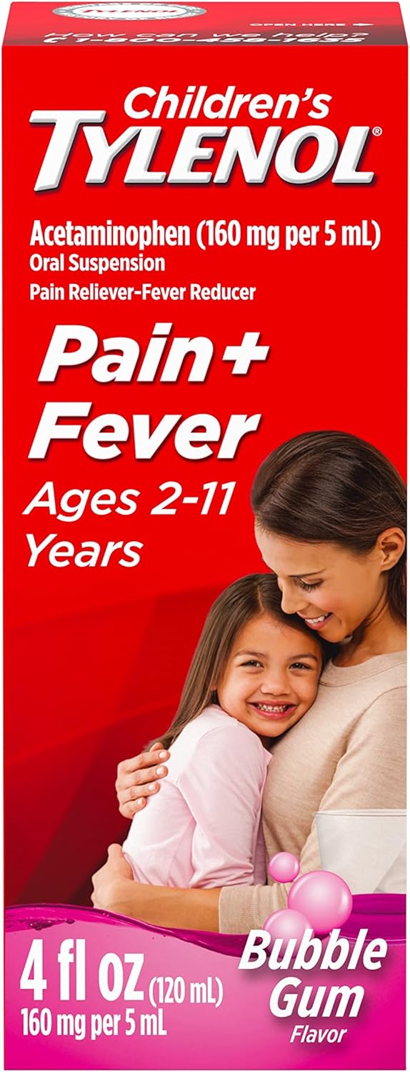 دواء تايلينول للأطفال مع أسيتامينوفين، نكهة العلكة، 4 أونصات سائلة، عبوة من 2