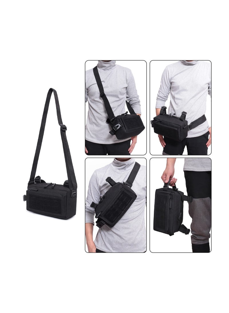 SYOSI Tactical Waist Bag, Multipurpose EDC Waist Bag Military Backpack Attachment Outdoor Single Shoulder Crossbody Bag for Survival Game Climbing Hiking Cycling Outdoor (Black) - Image 4