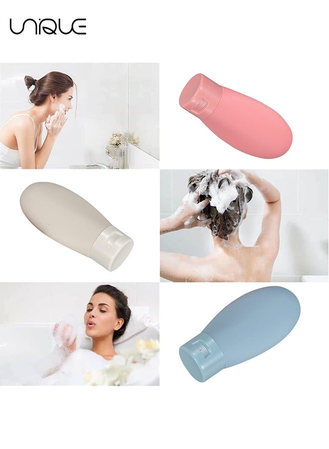 يونيك 3 قطع مجموعة زجاجات السفر ، حاويات زجاجات السفر 60 مل ، زجاجات ضغط بلاستيكية صغيرة فارغة لأدوات النظافة للسفر ، شامبو وبلسم مع حقيبة تخزين - Image 3