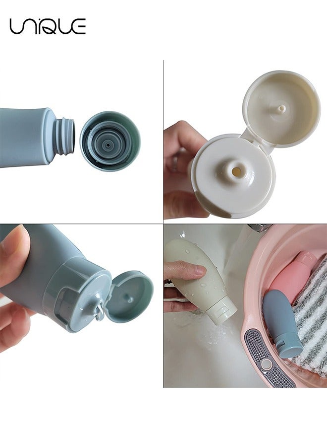 يونيك 3 قطع مجموعة زجاجات السفر ، حاويات زجاجات السفر 60 مل ، زجاجات ضغط بلاستيكية صغيرة فارغة لأدوات النظافة للسفر ، شامبو وبلسم مع حقيبة تخزين - Image 4