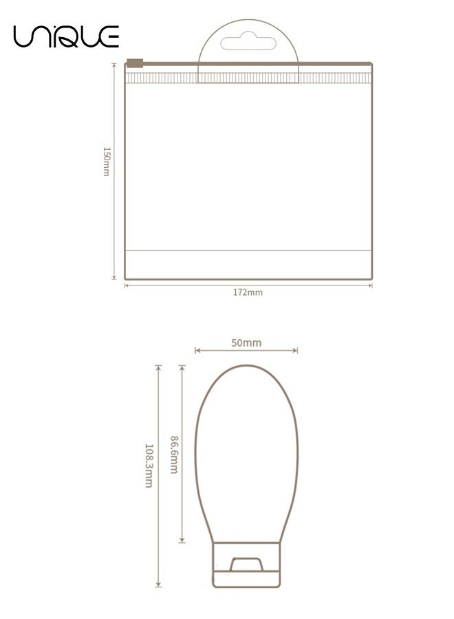 يونيك 3 قطع مجموعة زجاجات السفر ، حاويات زجاجات السفر 60 مل ، زجاجات ضغط بلاستيكية صغيرة فارغة لأدوات النظافة للسفر ، شامبو وبلسم مع حقيبة تخزين - Image 2