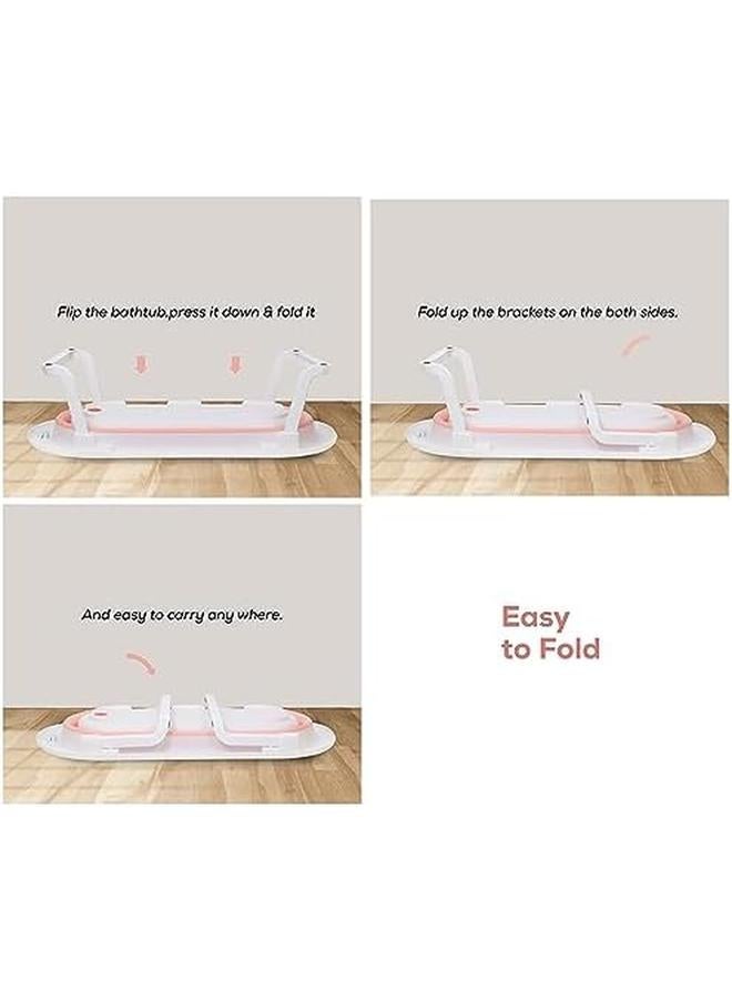 Nurtur Foldable Baby Kids Bathtub With Digital Temperature Display Mini Swimming Pool Bather For Baby Kids With Non Slip Design Pink - Image 3