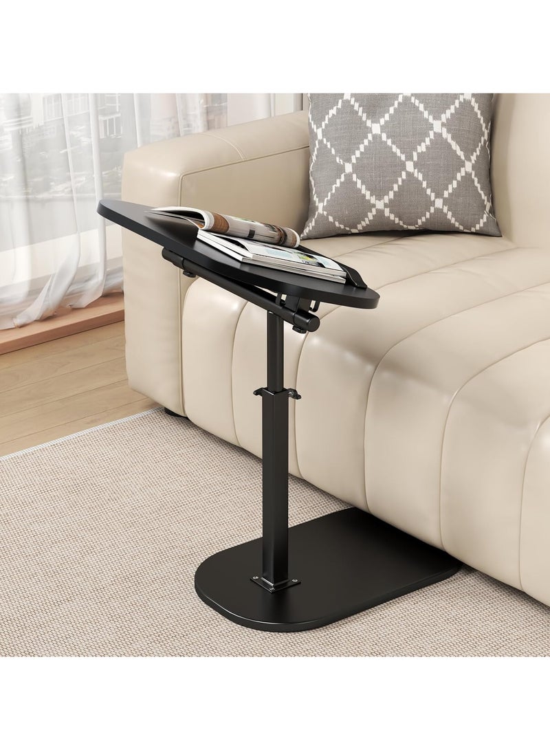 انسجام طاولة جانبية على شكل حرف C قابلة لتعديل الارتفاع، تدور بزاوية 360 درجة، وطاولة جانبية على شكل حرف C قابلة للفتح والإغلاق، وطاولات جانبية متحركة على شكل حرف C، وحامل كمبيوتر محمول على شكل حرف C، وطاولة قهوة لسرير الأريكة، وطاولة صينية تلفزيون صغيرة لغرفة المعيشة وغرفة النوم - Image 5