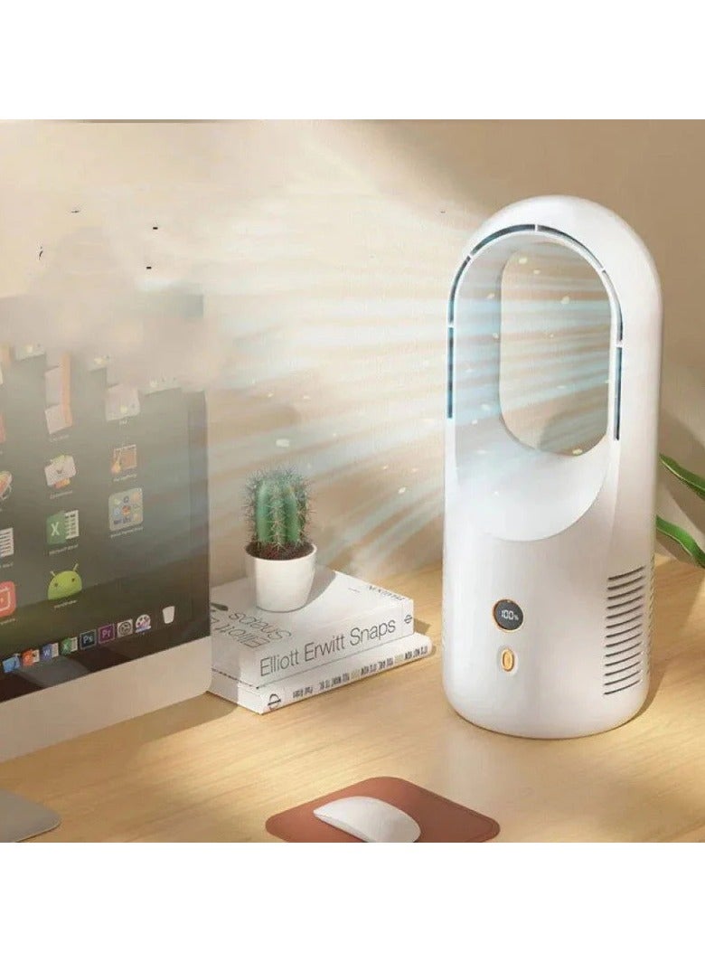 Denx Smart Portable Bladeless Fan – Safe & Modern Design in White - Image 2