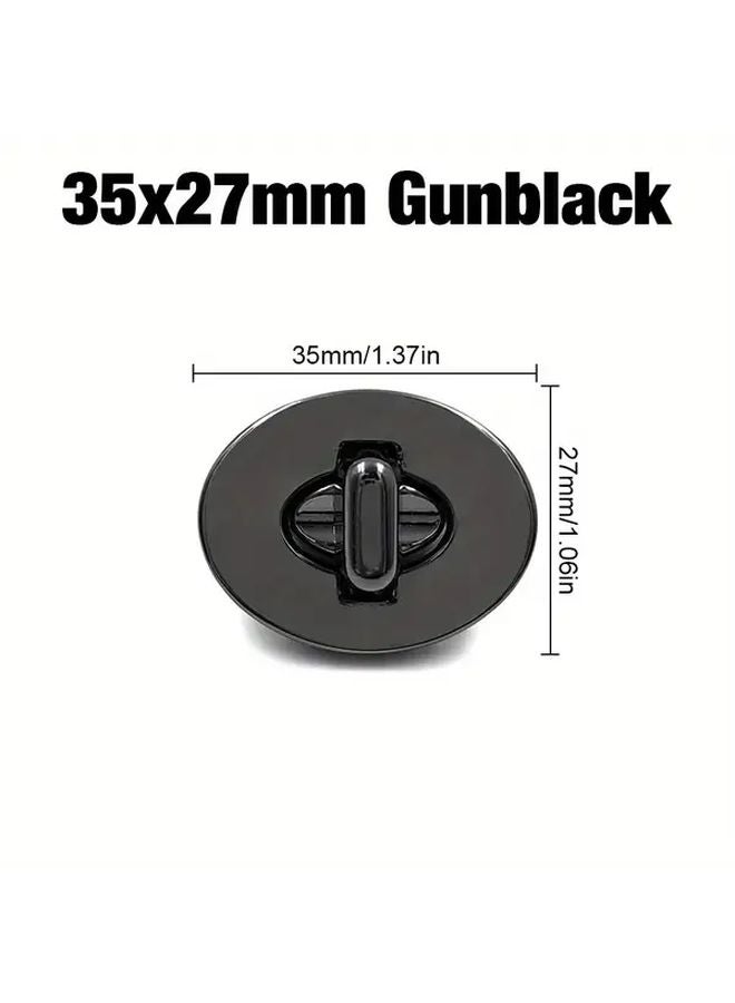 35x27mm Gun Black Oval Locking Clasp Alloy Rotary Buckle For Bag Wallet Making - Image 1