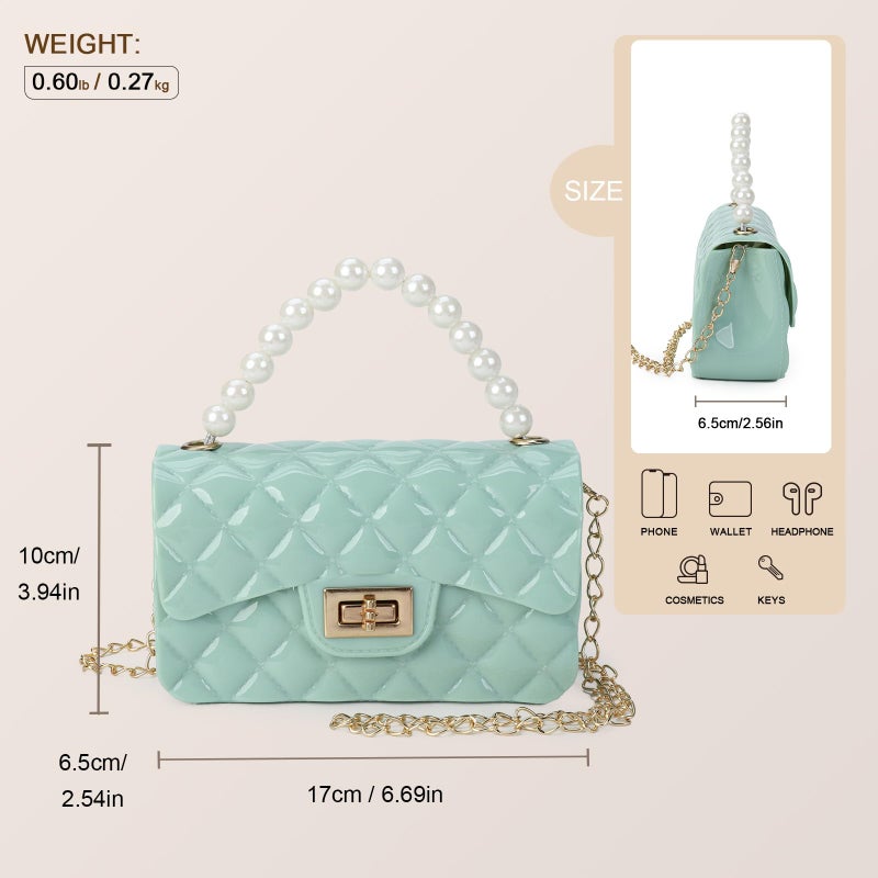 Gladdon Mini Quilted Crossbody Bags for Teen Girls Shoulder Purses Chain Strap Handbags Birthday Gift for Girl Light Green - Image 3