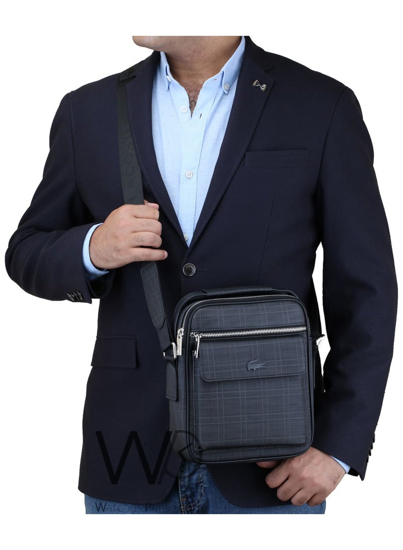 Lacoste Messenger Crossbody Bag Black Striped For Men - Image 2