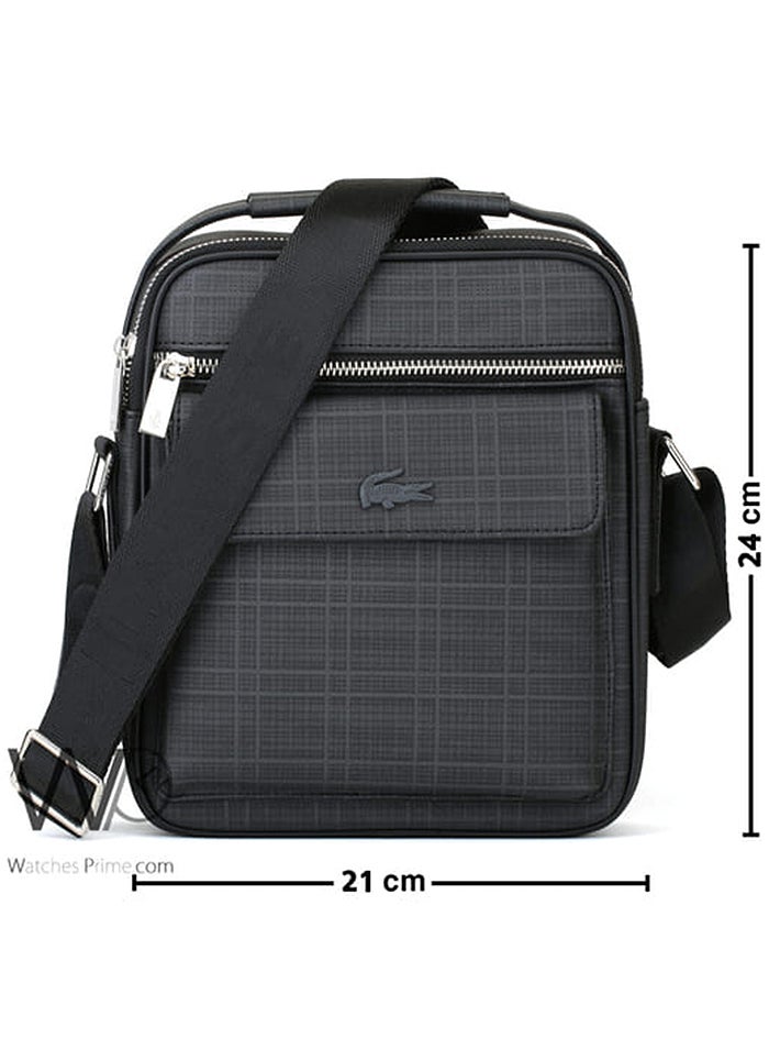 Lacoste Messenger Crossbody Bag Black Striped For Men - Image 3
