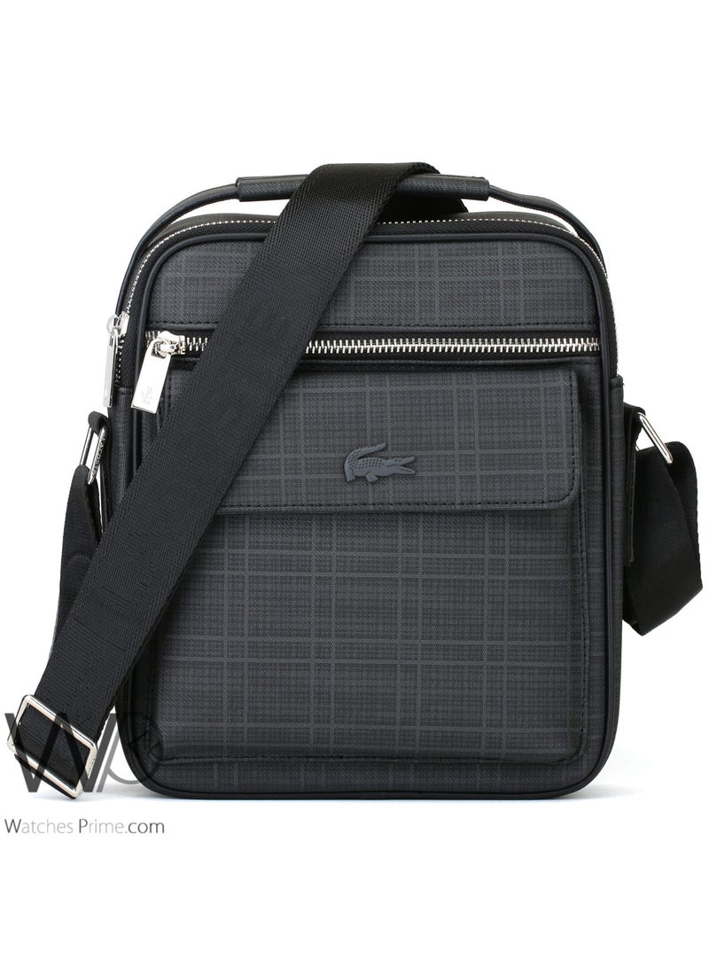 Lacoste Messenger Crossbody Bag Black Striped For Men - Image 1