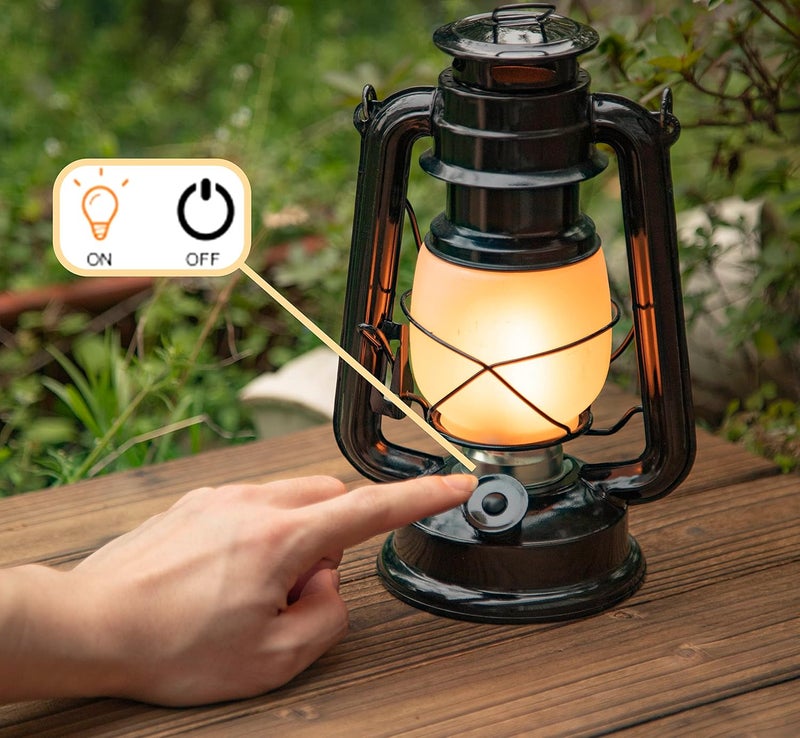 YAKii LED Vintage Flame Lantern Metal Outdoor Hanging Lantern with Dancing Flame Battery Operated Halloween Outdoor Indoor Decoration(Black) - Image 4