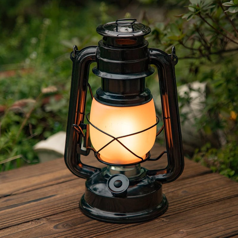 YAKii LED Vintage Flame Lantern Metal Outdoor Hanging Lantern with Dancing Flame Battery Operated Halloween Outdoor Indoor Decoration(Black) - Image 2