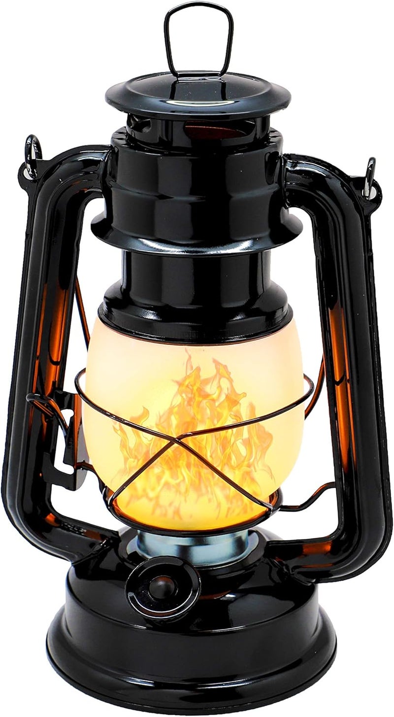 YAKii LED Vintage Flame Lantern Metal Outdoor Hanging Lantern with Dancing Flame Battery Operated Halloween Outdoor Indoor Decoration(Black) - Image 1