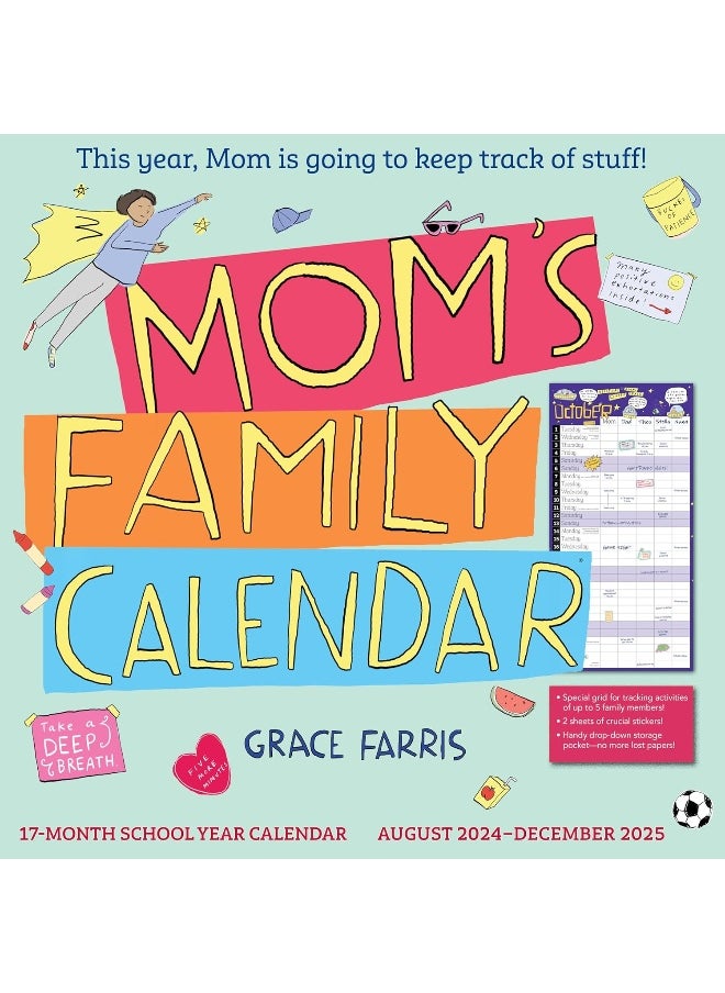 Mom's Family Wall Calendar 2024-2025: 17-Month Calendar August 2024-December 2025 - with stickers!  - Image 2