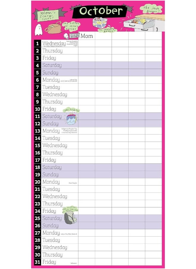 Mom's Family Wall Calendar 2024-2025: 17-Month Calendar August 2024-December 2025 - with stickers!  - Image 3