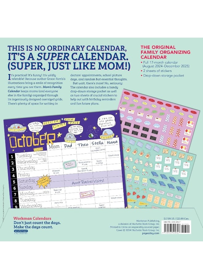 Mom's Family Wall Calendar 2024-2025: 17-Month Calendar August 2024-December 2025 - with stickers!  - Image 4