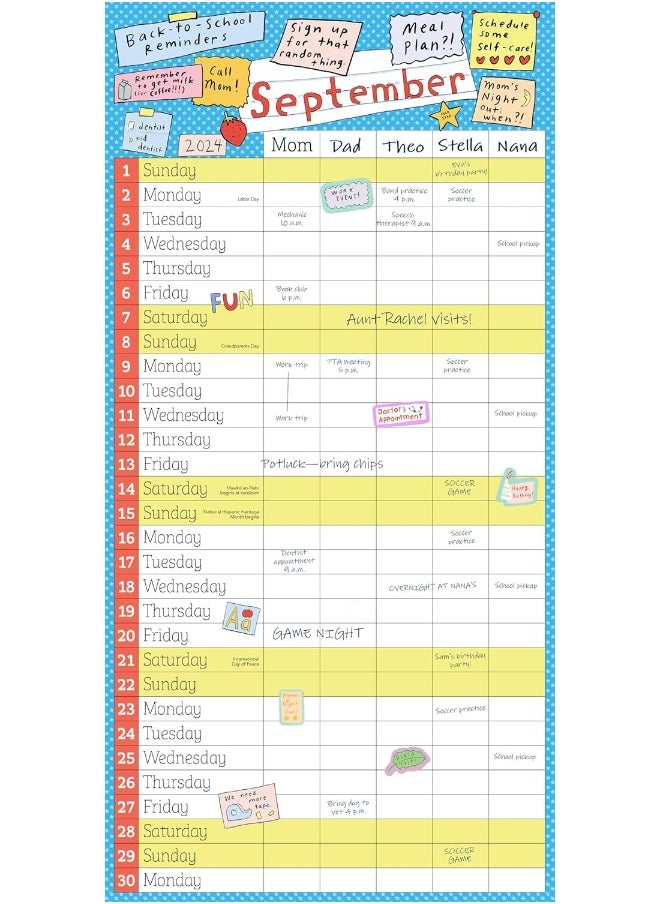 Mom's Family Wall Calendar 2024-2025: 17-Month Calendar August 2024-December 2025 - with stickers!  - Image 1