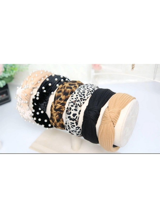 ووفوووفو عصابة رأس WOVOWOVO للنساء والفتيات، عمامة سميكة من المخمل، عصابة رأس عريضة من اللؤلؤ، عصابة رأس بعقدة علوية، عصابة شعر نسائية، 6 قطع - Image 3