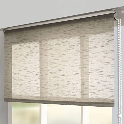Deco Window Sheer Roller Blinds for Windows (42 Inches W X 84 Inches H, Dark Beige) Roll-Up Shades, Light Filtering, Sun UV Protection Polyester Curtains for Home & Office - Image 4