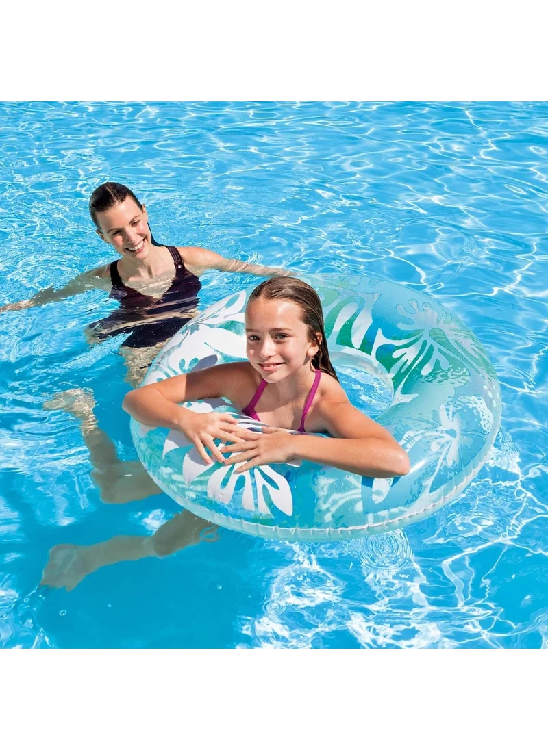 INTEX Leaf Patterned Bagel - Inflatable Tropical Bagel - Sea Bagel - Flower Patterned Bagel - Flowered Sea Bagel 91 Cm.